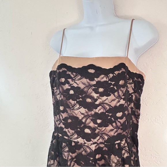 Vintage 90s Y2K Black Lace Satin Dress size M - Picture 5 of 13